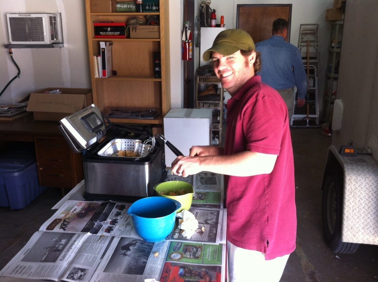 KICK THE COOK: Conor was lucky enough to go on a great offshore trip; the rest of the office was lucky enough to reap the benefits. Photo by LSON. confry