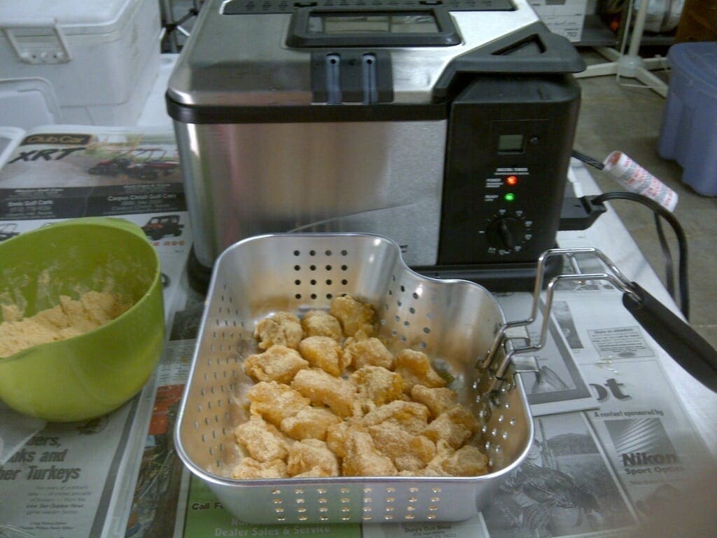 MOMENT OF TRUTH: Once breaded, the fish was ready to be dropped into the fryer. Photo by LSON. readyfry