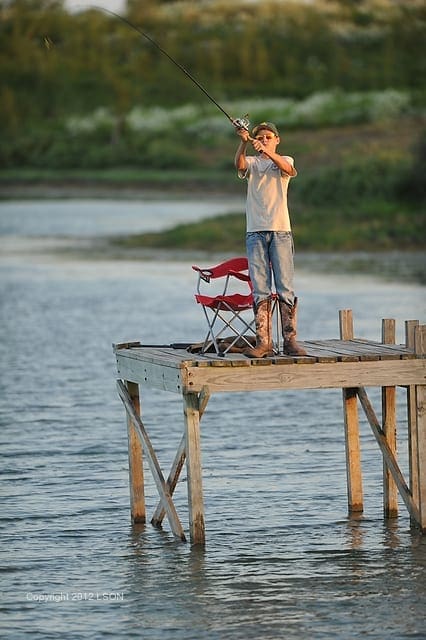 LUNKER LOOKING: Austin Owens found good success bass fishing when the dove action was slow. Photo by David J Sams, LSON. dockfish